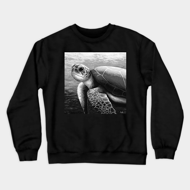 Sepia swimming sea turtle art Crewneck Sweatshirt by LukjanovArt